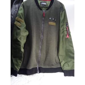 Raw Yarn Industries Mens XL Light Weight Military Green Bomber Style Jacket